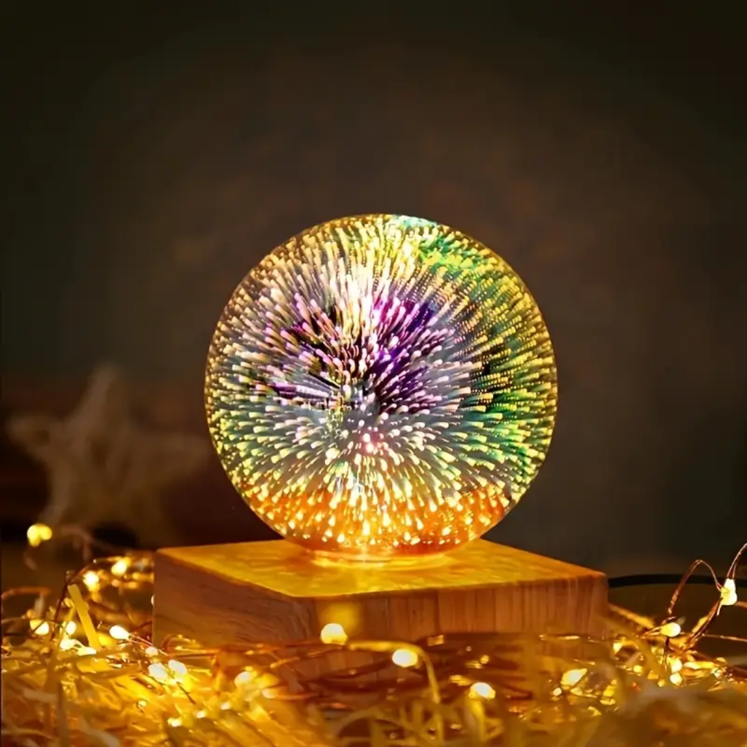3D Fireworks Crystal Globe Lamp