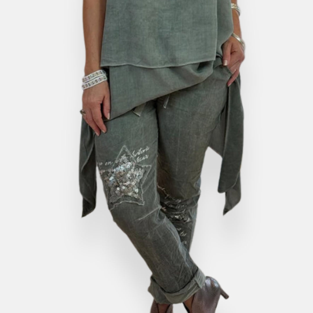 Clarissa | Pantalon décontracté à détail étoile