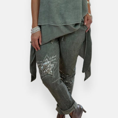 Clarissa | Pantalon décontracté à détail étoile