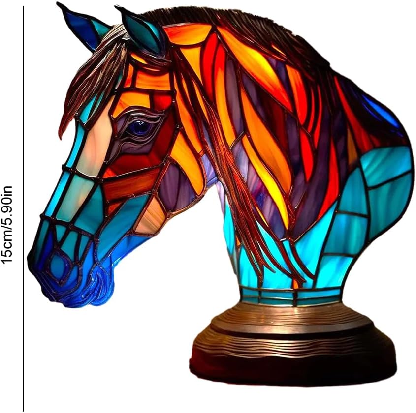 Stained Glass Horse Lamp