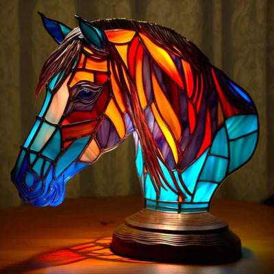 Stained Glass Horse Lamp