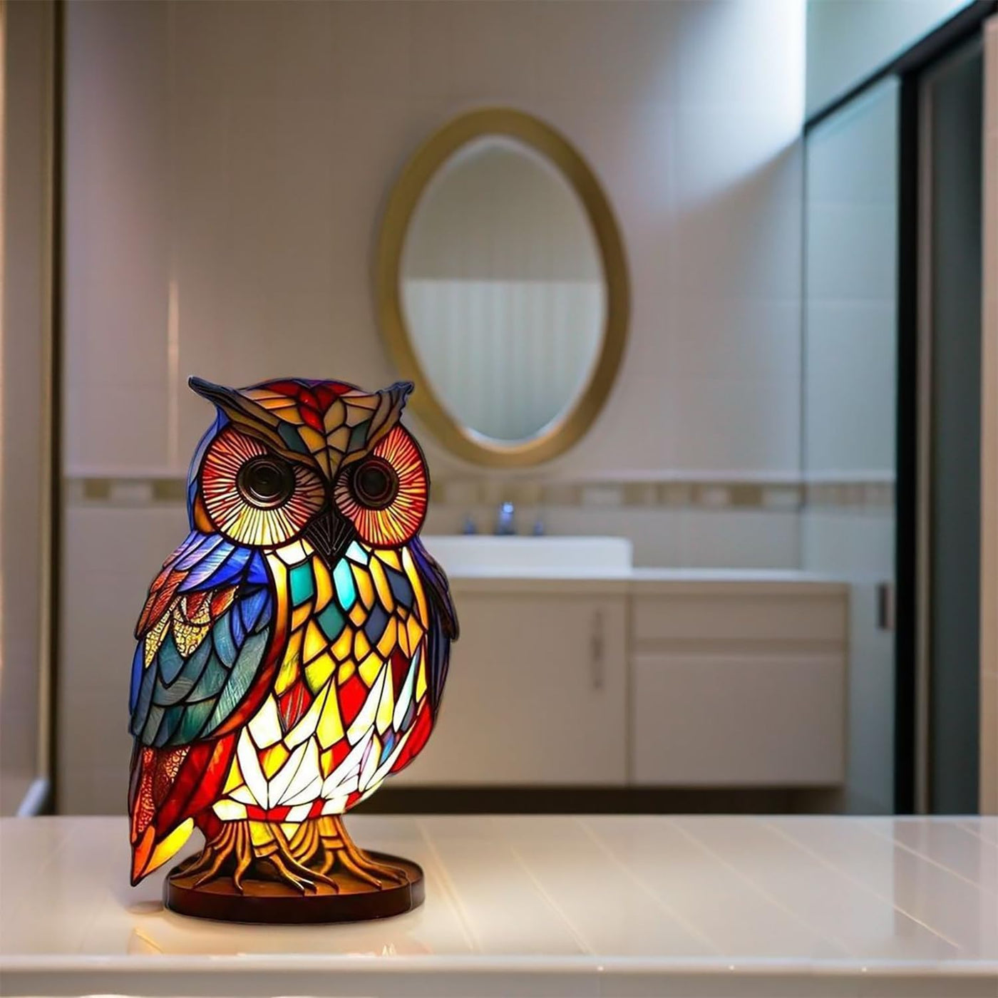 Stained Glass Owl Lamp