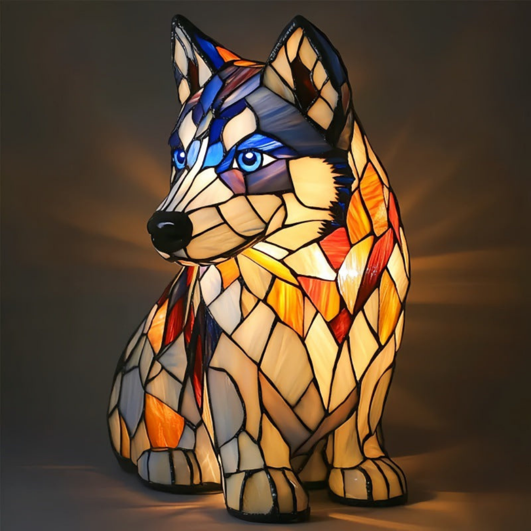 Glass Husky Lamp
