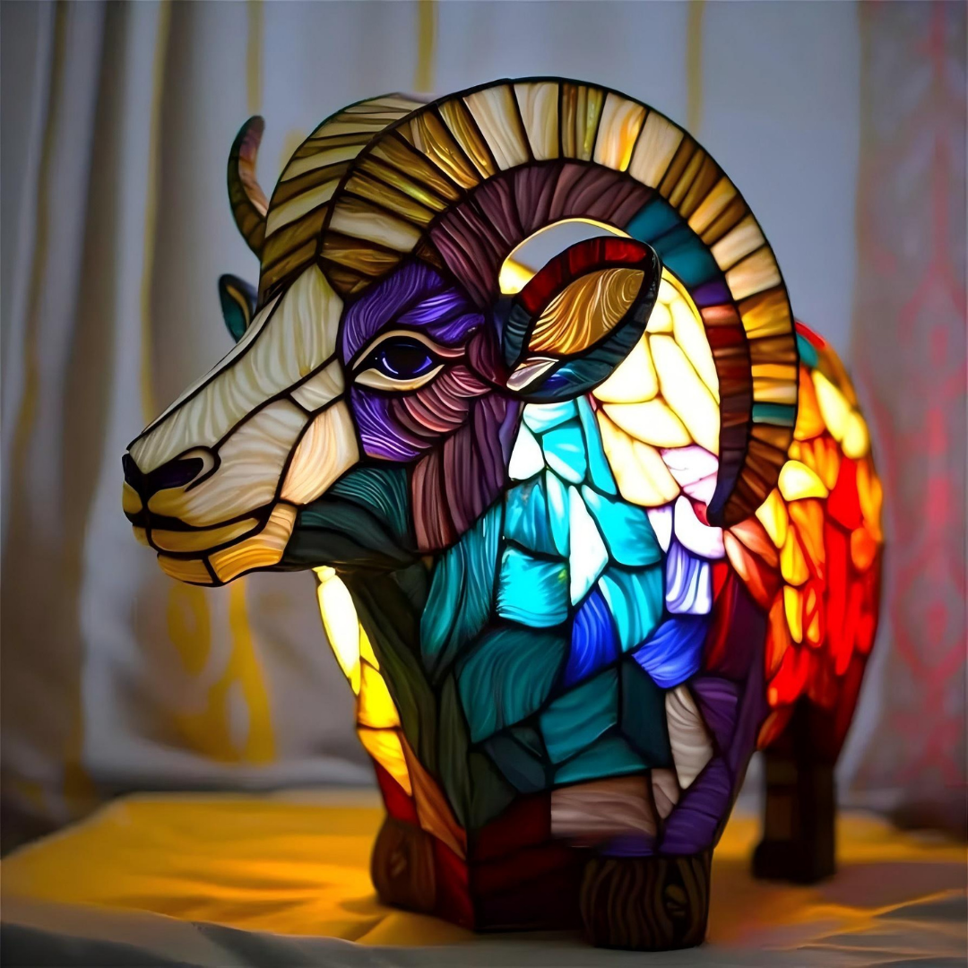 Glass Ram Lamp