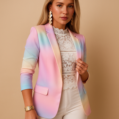 Elvaria™ - Blazer élégant pour femme avec imprimé vif et col châle