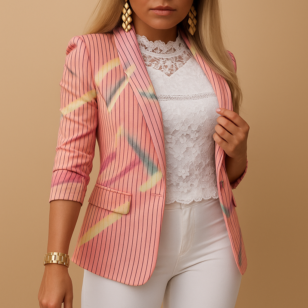 Elvaria™ - Blazer élégant pour femme avec imprimé vif et col châle