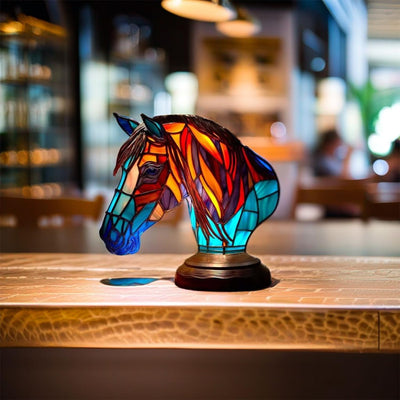 Stained Glass Horse Lamp