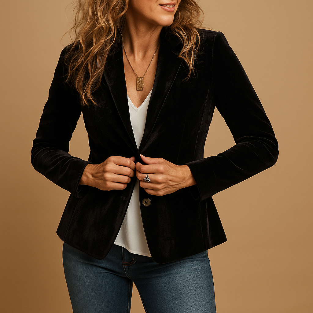 Elvaria™ - Blazer rétro slim fit avec revers et poches pour femmes